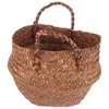 Storage Bags Woven Seagrass Basket Hand Belly For With Handles