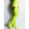 Boots Neon Green Waist Buckle Over Knee Women Pointed Toe Stilettos Thigh High Sexy Stretch Side Zipper Heels Shoes