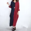 Robes décontractées automne 2024 Femme Robe en lin coton patchwork à manches longues printemps plus taille vintage maxi 4xl 5xl