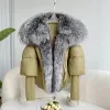 Dames naar beneden parkas Janveny Winter Winter Women Puffer Coat White Duck Jacket Super Large Real Sier Fur Collar Fashion Female Outerwear Drop D DHI60