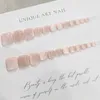 False Nails 24pcs Wearable Flash Potherapy Cat's Eye Foot Fake Press On Short Full Cover Square Pink Toenails Finished