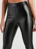 Pantalon féminin noir hauteur mate pu femmes femelles femelles sexy stretch faux cuir pantalon clocher