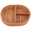 Dijkartikelen Sets Rattan Breakfast Tray geweven opbergdoos kerstschotel display mand