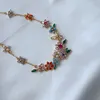 Mode luxe plattelandsstijl ketting oorbellen voor vrouwen meisjes frisse schattige vlinder vlinder vier bloem ingelegde kleurrijke zirkon parel liefde choker kettingen sieraden