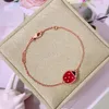 High Standard Bracelet Gift Choice Pure Silver Rose Gold Seven Star Ladybug Lucky Black Agate Red met originele Vancley