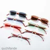 Top -Level Original Cartere Designer Sonnenbrille Neue Style Modebox Sonnenbrille Herren Rahmenloser Holzbein Sonnenbrille Frauen Ozean Film Kreuz mit 1: 1 Real Logo