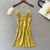 Summer Suspender Nightown Sleepwear Sexy Womens Night Dress Underwear Silk Satin Home Dress Casual Dress 240425