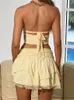 Arbetsklänningar Doury Women Summer kjolar kläder spetsar tie-up backless strapless ruffles tubs tops mini 2 bitar set streetwear