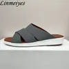 Slippers s épaisses hommes hommes authentiques en cuir croix de croix mules peep toe fêtes chaussures plates d'été diapositives de confort homme homme