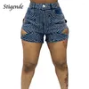 Jeans pour femmes Stigende Femmes Rhinestone découpés Short Slim Slim Slim Sequin Denim Y2K Streetwear