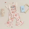 Clothing Sets Infant Toddler Girl Easter Outfit Thick Thighs Vibes T Shirt Egg Floral Flared Pants Cute Boho Summer Clothes