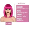 Kort rak bob peruk för kvinnor syntetiska peruker brun till blond ombre naturligt falskt hår Heatresistant Pink With Bangs 240419