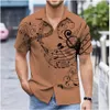 Sommer Herren Shirt Music Note Drucken Sie Solid Color Outdoor Street Button Kurzarm Fashion Designer Casual Soft 240424