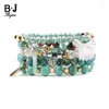 チャームブレスレットbojiu 5 pcs/set combution layers crystal for leastic trendy mint Blue Red Pink StyleセットBCSET255