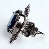Anelli di banda Huisept retro 925 anello d'argento grande zaffiro ovale gemma gemma anello maschile festa regalo all'ingrosso q240427