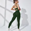 Conjunto de legging de ioga sem costura 2 peças BRA de ginástica de ginástica e calça Kit Sports Wear Tracksuit 240425