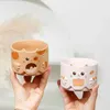 Tasses Cartoon Cat tasse 300 ml en céramique tasse empilée Cup ménage cupuré de chat créatif tasse d'oreille en cuivre avec poignée en céramique tasse J240428