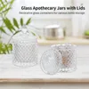 Bouteilles de rangement 2pcs en verre d'apothicary pots ensemble supporte les supports de vanité en cristal de couvercle Conteneurs de maquille