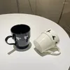 Кружки Ahunderjiaz-Retro Creative Ceramic Cup Pird Print Homefice Kitchen Beverage Set Office Coffee Coffee и водяные напитки