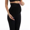 Aktywne spodnie wysokie talia legginsy macierzyńskie Elastyczne chude dla kobiet w ciąży Wsparcie brzucha poporodowe ciała shaper fitness