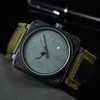 Le quartz sportif masculin regarde les montres BR Watches Army Green Full-Fulured World Time LED Auto Hand Raising Light Oak Series