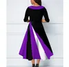 Feestjurken vintage patchwork elegante dames kleden halve mouw knopen middenkalf veer a-line mini oversize femme vestidos