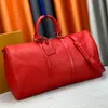 Red duffle bag designer purse the tote duffel bag men travel bags sport outdoor luggage bag embossed large capacity handbag canvas leather boarding bag women