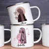 Tasses coffret foullateurs personnalisés tasse imprimée tasse de café tasse de boisson à eau tasse musulmane fille personnalisée manche émail tasse poignée eid al fitr cadeau j240428