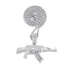 Designer Pendant Necklaces Hip Hop Style Explosive Full Diamond Ak47 Machine Gun Domineering Mens Trendy Brand Long Creative Accessory