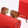 Gafas de sol de diseño de carteros de nivel superior de nivel superior nuevas gafas de sol sin marco para hombres y mujeres Gafas de sol tendencia a la masa de metal giros de la pierna con la pierna con el logotipo real 1: 1