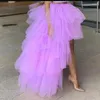 Vestidos de festa Princesa Tutu Tule Saias destacáveis para vestido de baile de casamento Hi-Lo Ruffles Ruffles Removável Normal noite