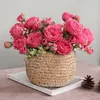 Sprzedaż 1PCS30CM Rose Pink Silk Bukiet Peony Artificial Flower 5 Big Head 4 Mała Bud Bride Wedding Home Dekoracja Artifii 240422