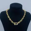 Classic U shaped necklace designer 18K gold necklace punk hip hop designer necklace for woman charms retro thick chain designer jewelry have diamond choker