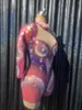 ステージウェアパールラインストーンボディースーツ女性セクシーなパフォーマンスコスチューム女性歌手レオタードバースデーダンスストレッチ衣装