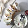Mokken Nieuwe marmeren koffiekopje set met gouden handvat European Ceramic Cup en Saus Afternoon Tea Cup Coffee Tea Set feestdranken J240428