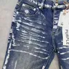 Marca de moda roxa nova jeans azul esticada slim street tiro de rua