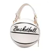 Sacs à bandouliers Femme Fille Basketball Round Pu Leather Handbag Chain Messenger Crossbody Band Bag Satchel Tote Purse