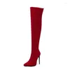 Boots Herbst- und Wintermodestil der Frauen im Herbst und Winter sexy Over-the-Knie-Modern Modern Speod Toe Thin Heels High12cm Plus Size34-48