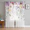 Plantas de cortina Flores silvestres deixa cortinas pastorais de verão para o quarto da sala de estar com cortinas de tule