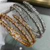 Alto nível original Blgarry Designer Bangles Snake Bone Larito Edition Full Snake Bracelet High Sparkling Diamond Ring Snake Shape