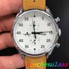 Space 1887 Watches Men's Automatic Movement Punch Hole Leather Brown 44mm rostfritt stål Vit Dial Wristwatch Watch