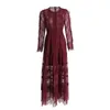 Robes décontractées 2024 Robe de design luxueuse pour femmes Boutique Femme Lacet Lantern Sleeve Longs Ladies Elegant Gala Vestidos