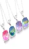 12pcs Luckyshine Gdeting Jewelry Gift Round Cut Bi Color Tourmaline Gems 925 Sterling Silver Necklace Netlace Jewelry with FR3580703