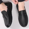 Chaussures décontractées haricot masculin avec cuir britannique conduisant en peau de mouton more