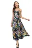 Casual Dresses Women's Runway Sexig Spaghetti Straps Floral Printed Drop Midje Fashion High Street Holiday Vestidos