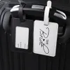 Nouveau étiquette de balise de bagage Pu Suigage Board Black Rectangular Black Black and White