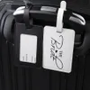 Cross-border New Rectangular Black And White Versatile Couple Pu Luggage Tag Suitcase Hangtag Boarding Pass Luggage Tag Tag