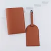 Amazon Solid Color Synthetic Leather Bagage Tag Set Pu Travel Boarding Pass Pass Holder Document Bag Custom Logo