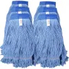 Commercial Grade American Made Mop Head met cirkelvormig uiteinde, 4 lagen synthetisch garen voor zware industriële natten dweilen - blauw