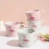 Tassen 1 Stück Flamingo Marmor gedruckt Kaffeetasse Keramik Kaffeetasse Wasser Tasse Sommergetränk Hochzeits Geburtstag J240428